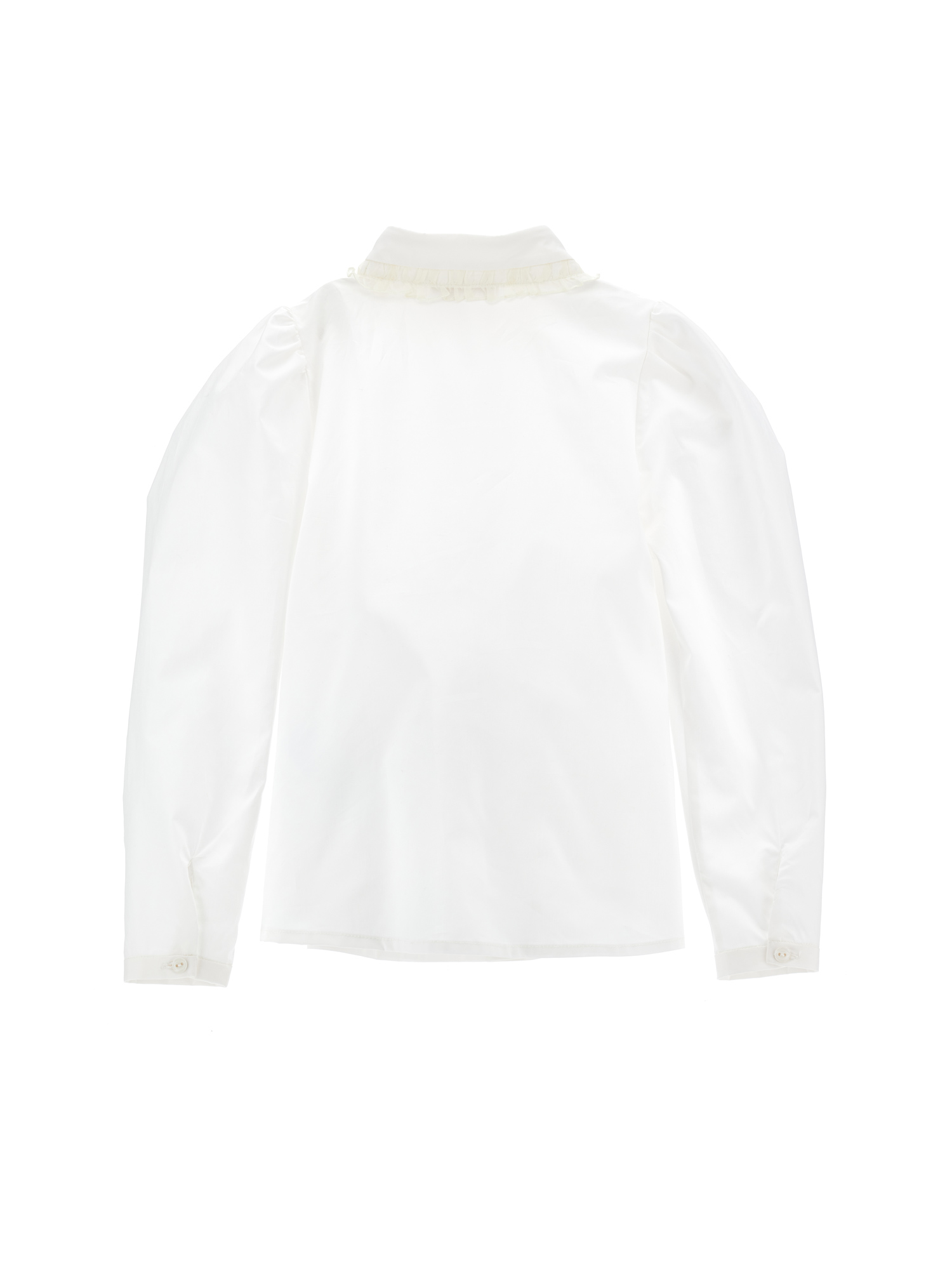 Monnalisa Cotton Shirt With Trim In Cream