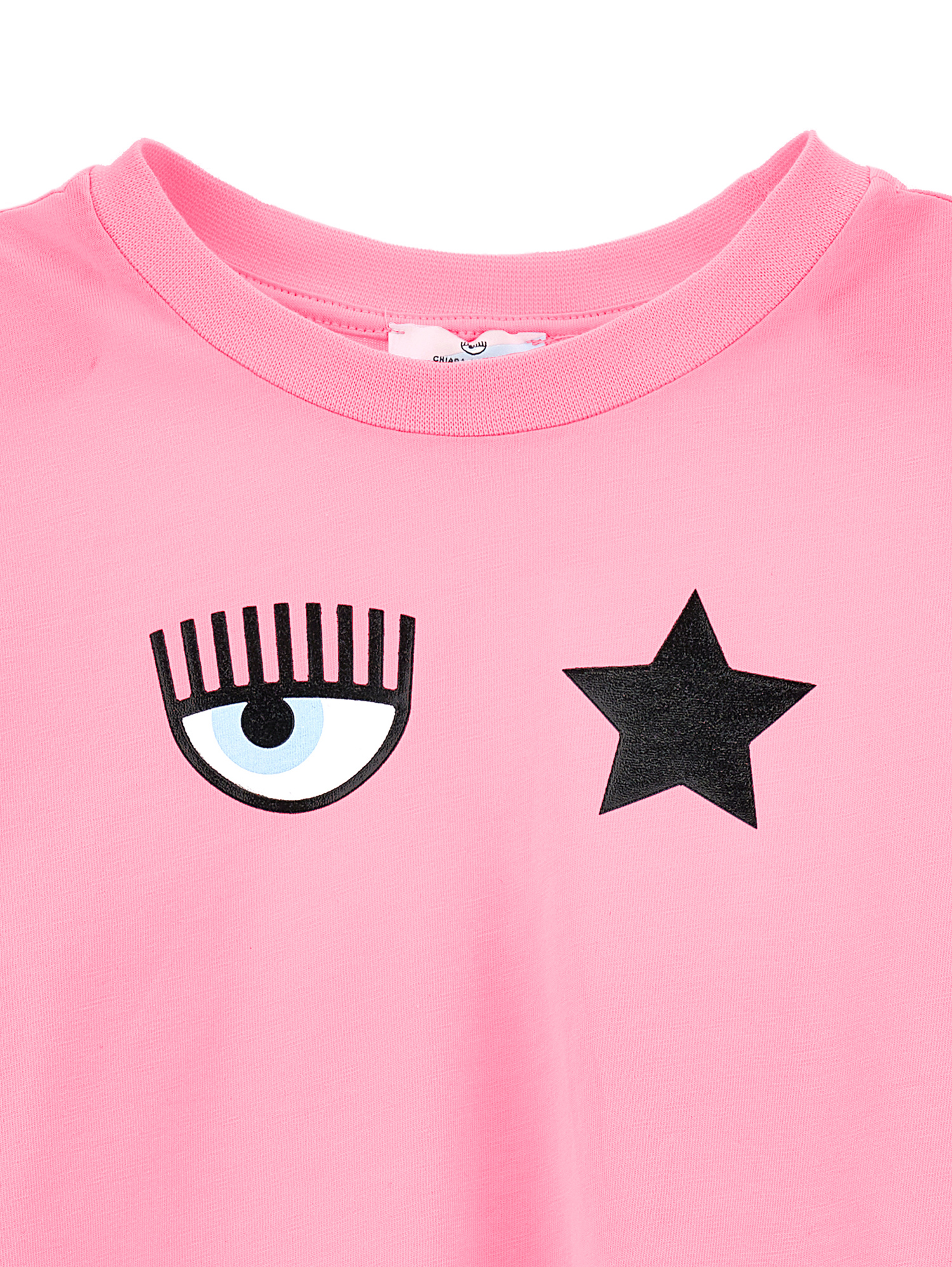 Shop Chiara Ferragni Eyestar Cropped T-shirt In Sachet Pink