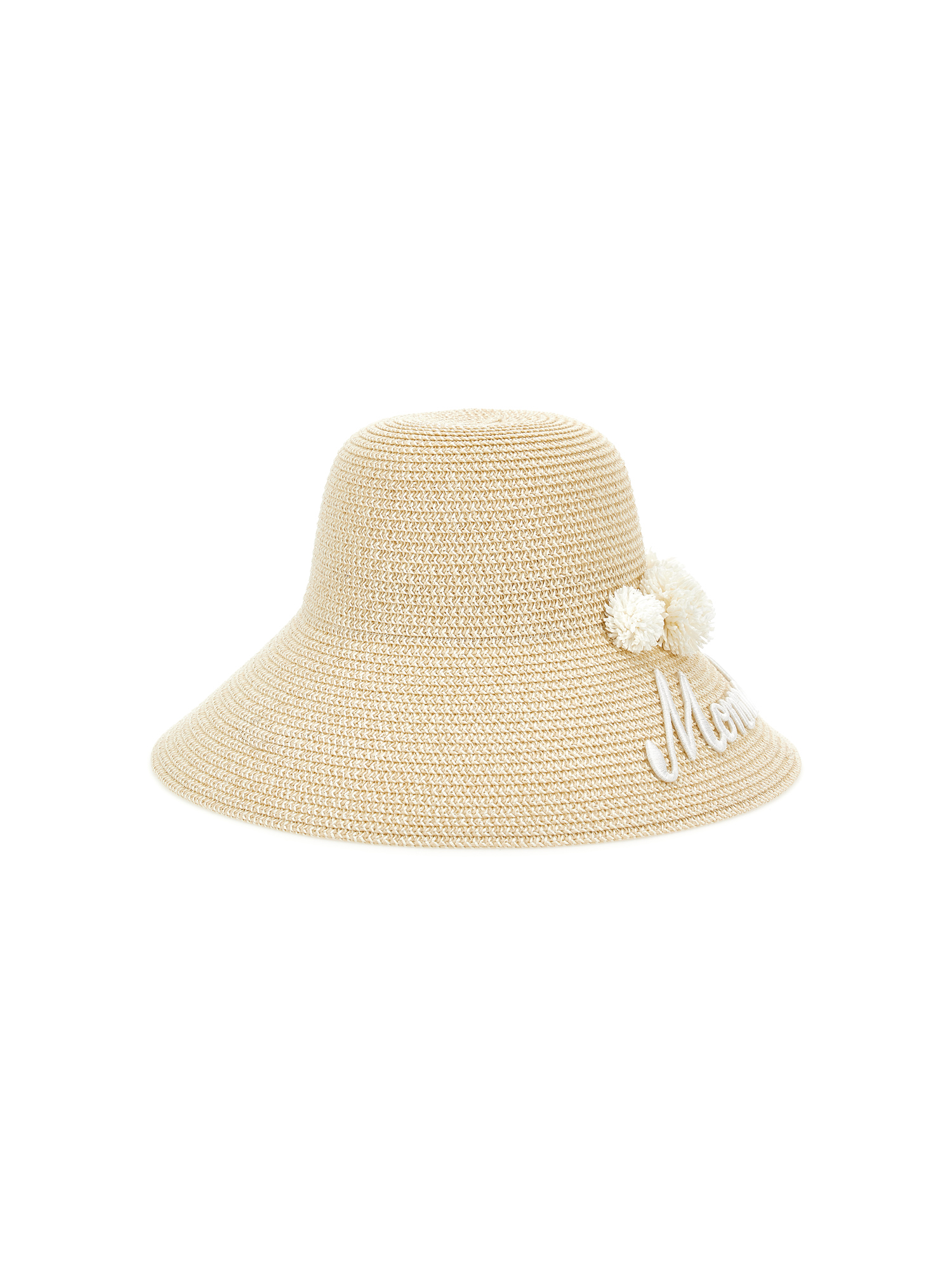 Monnalisa Straw Hat Pom Pom In Beige