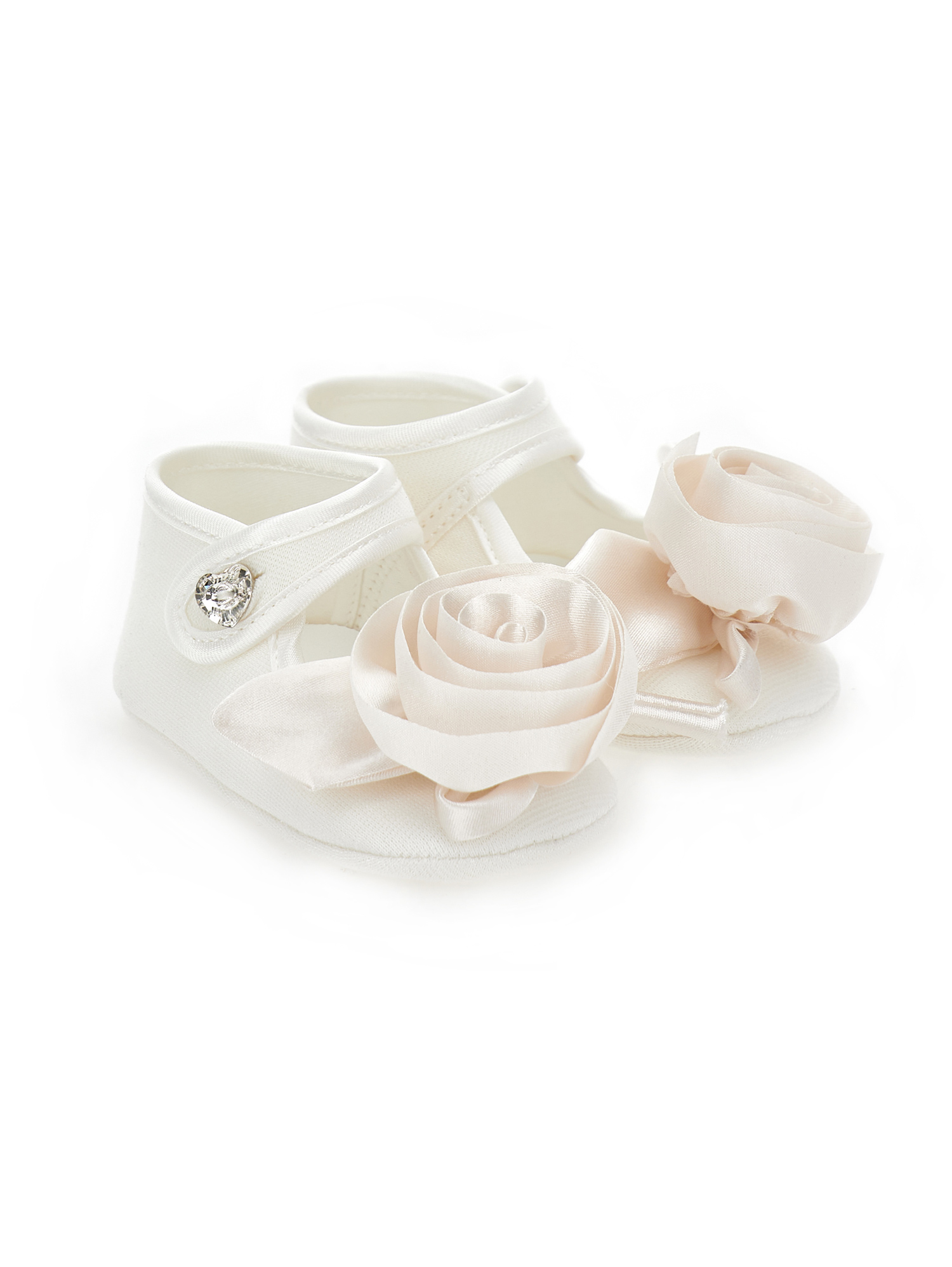 Monnalisa Rose-appliqué Booties In Cream