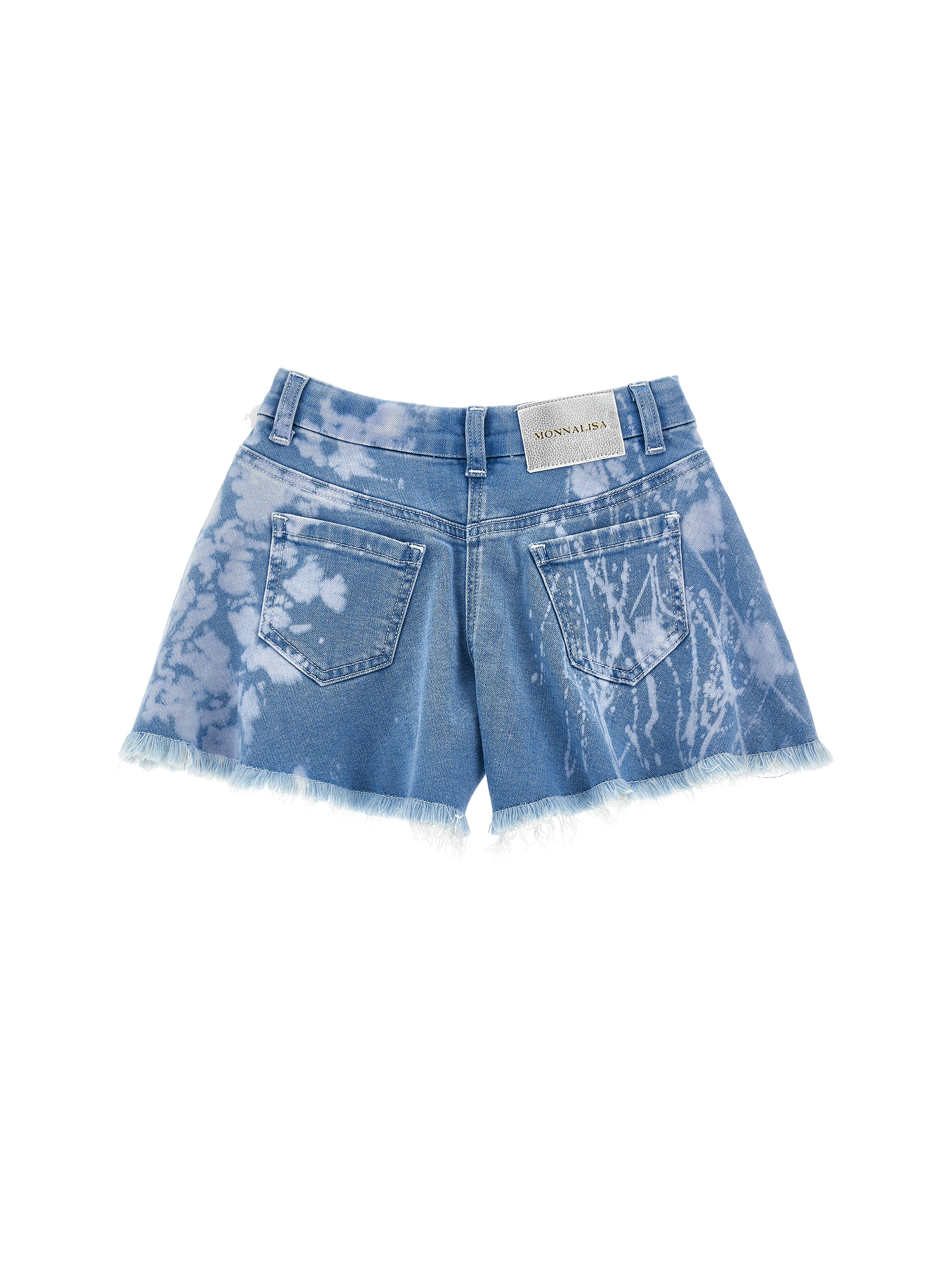 Monnalisa Jeans Shorts With Rhinestones In Stone Bleach