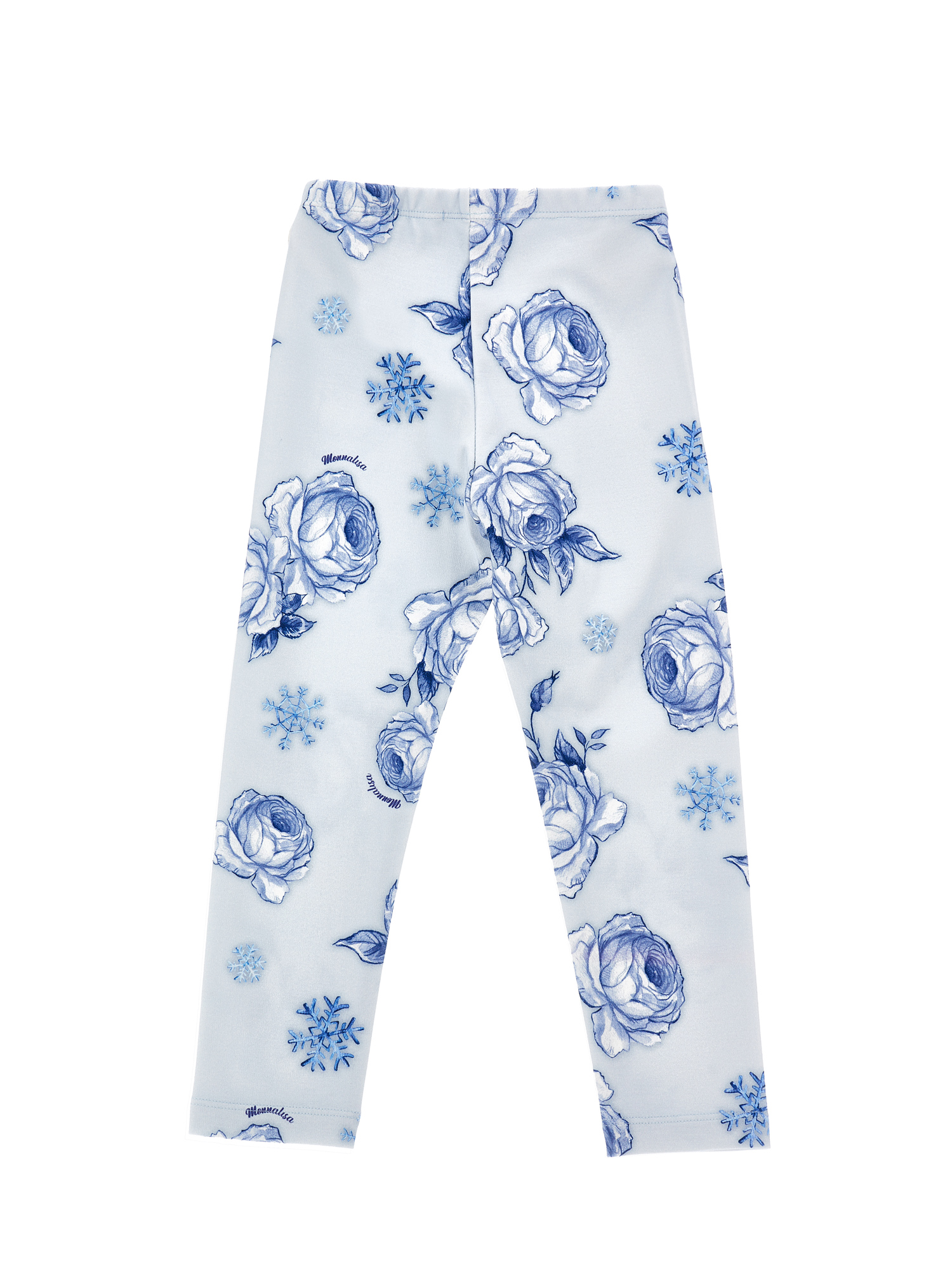 Monnalisa Milano Stitch Leggings In Cloud + Navy Blue