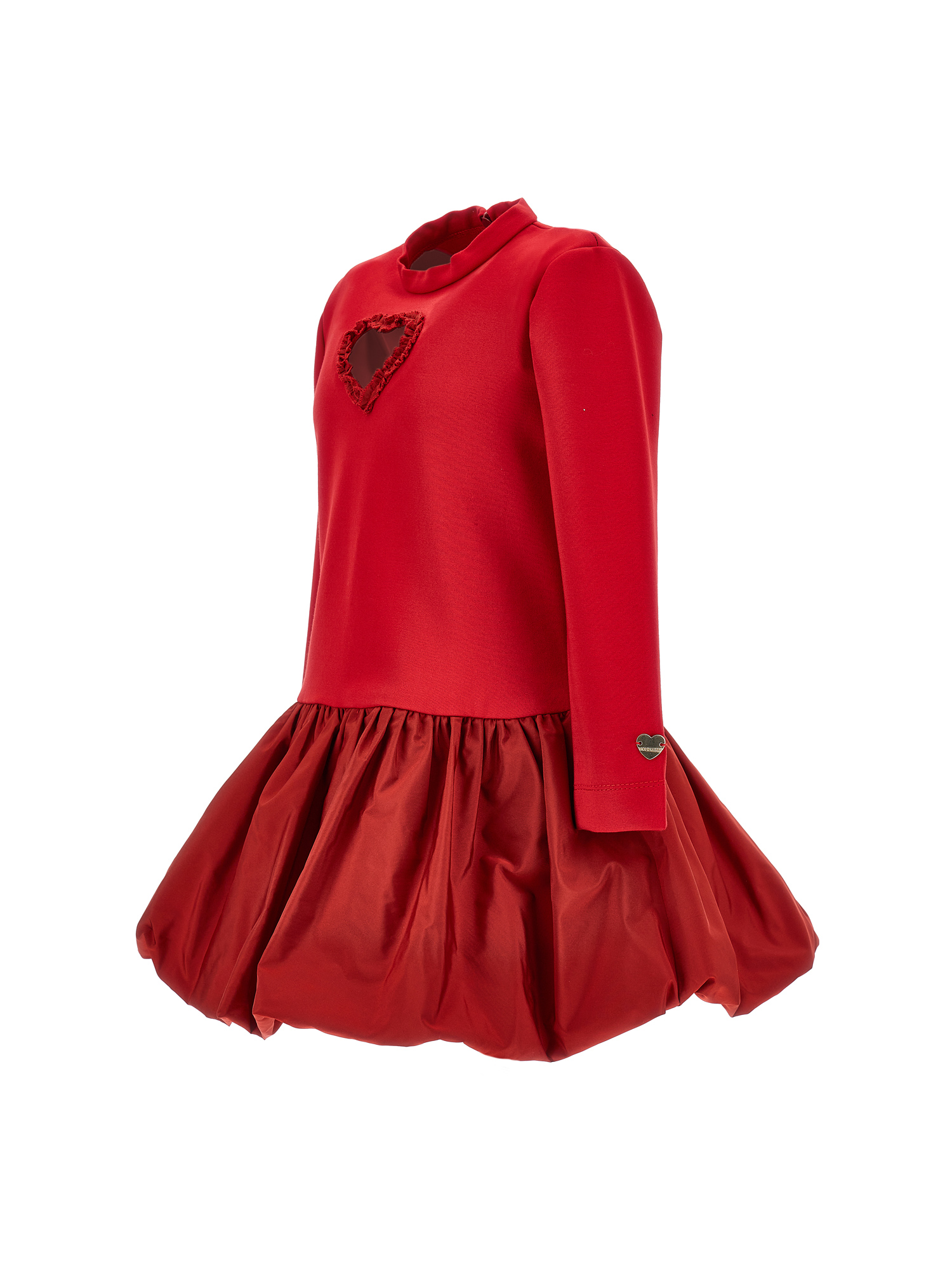 Monnalisa Balloon Dress With Heart Detail In Red