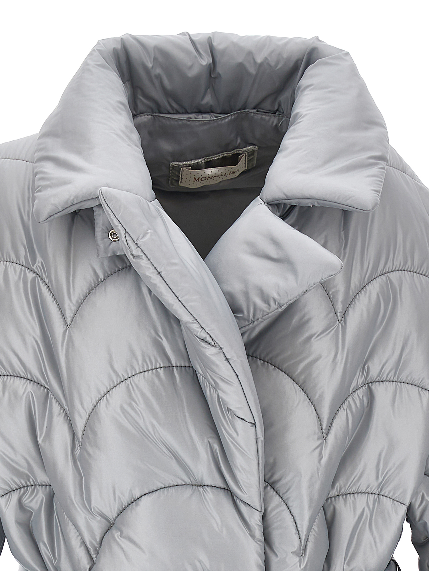 Monnalisa Oversize Quilted Coat In Grey