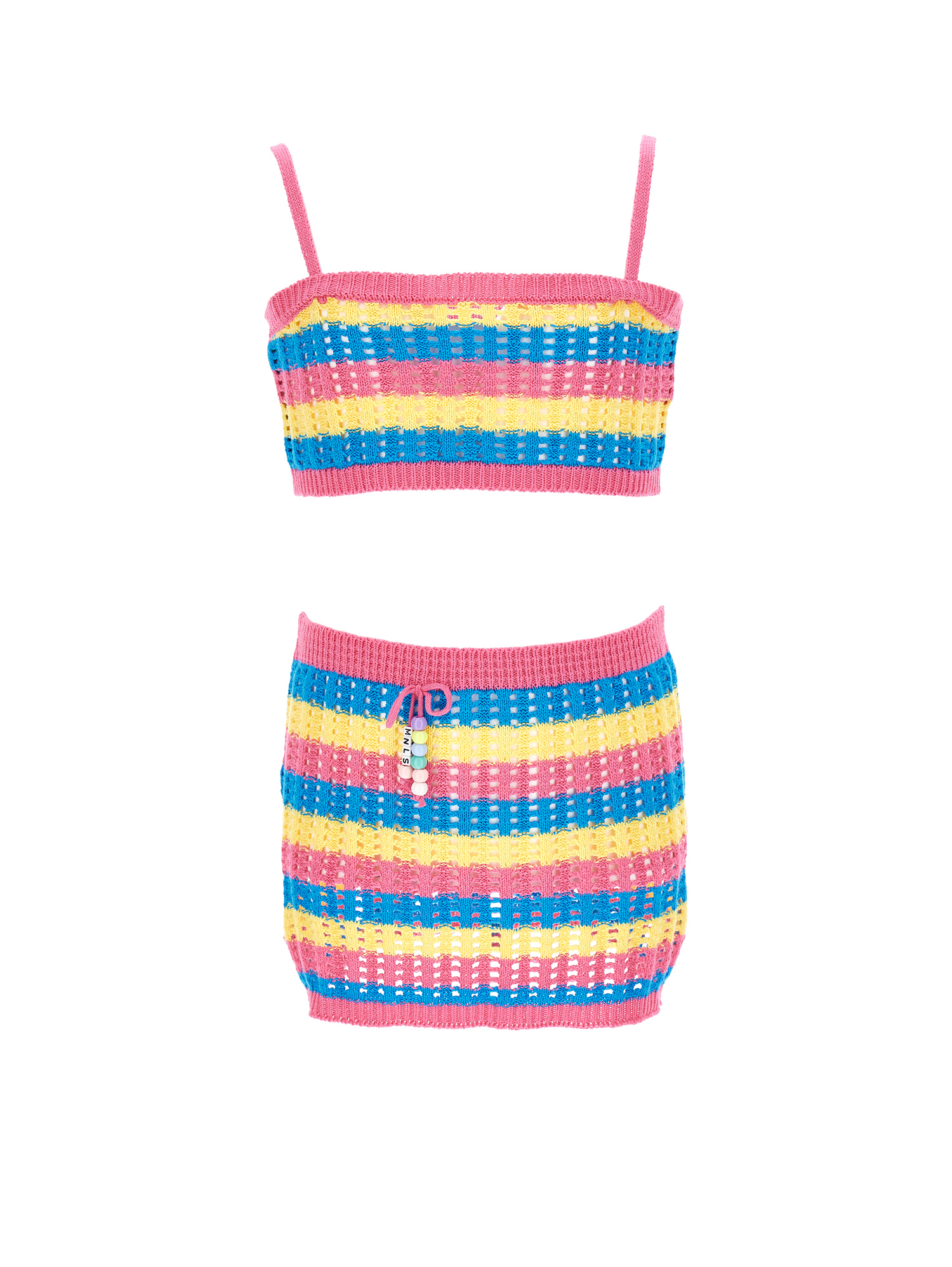 Monnalisa Gehäkeltes Strandset In Cornflower Blue + Yellow
