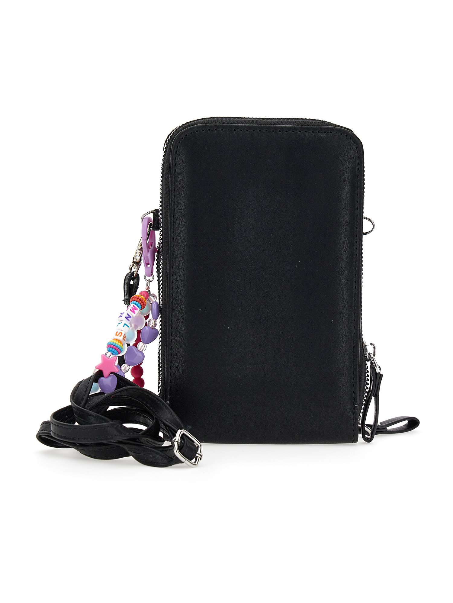 Shop Monnalisa Technical Fabric Shoulder Bag With Charm In Black
