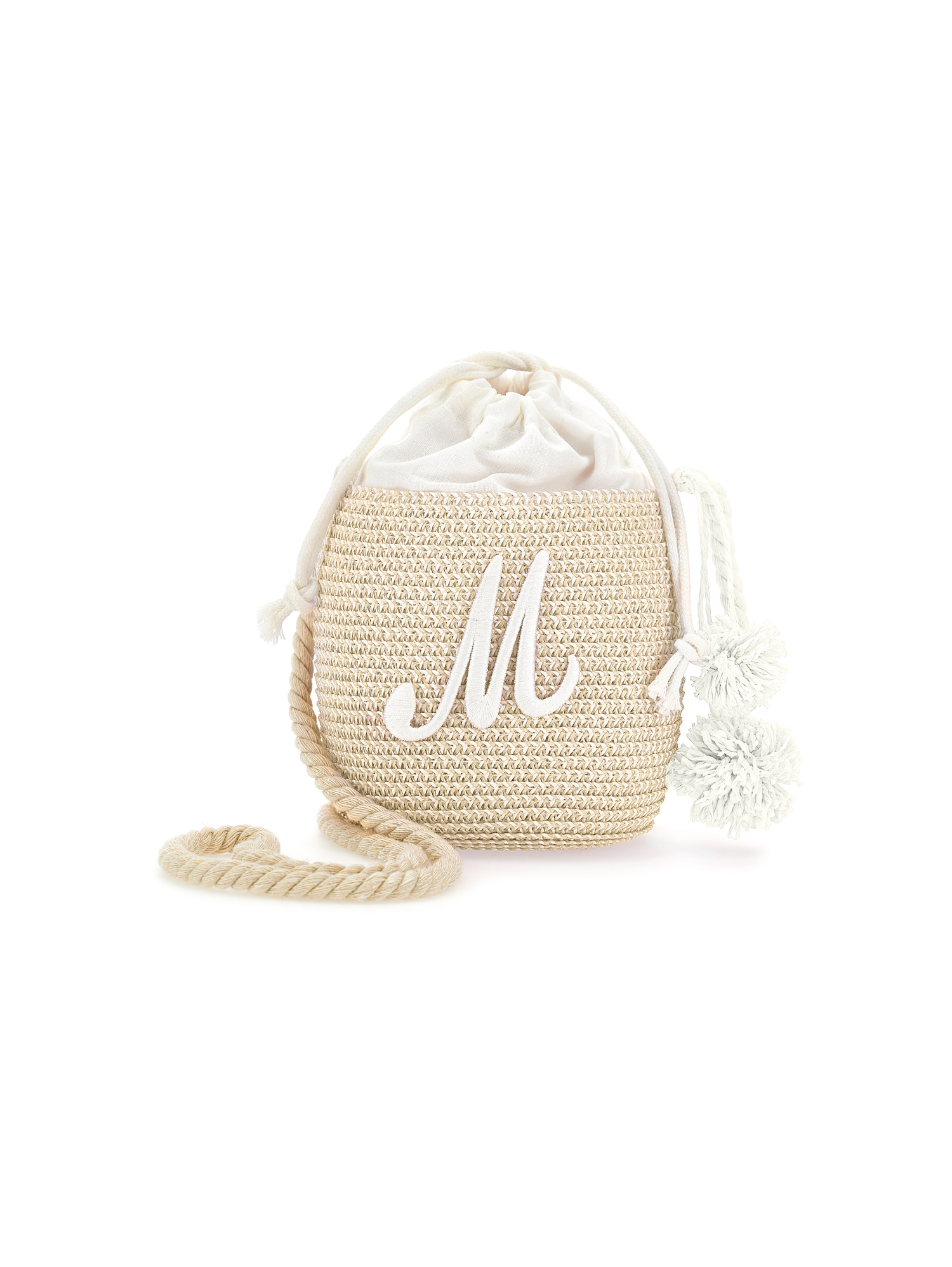 Shop Monnalisa Beuteltasche Aus Stroh Mit Bommel In Beige