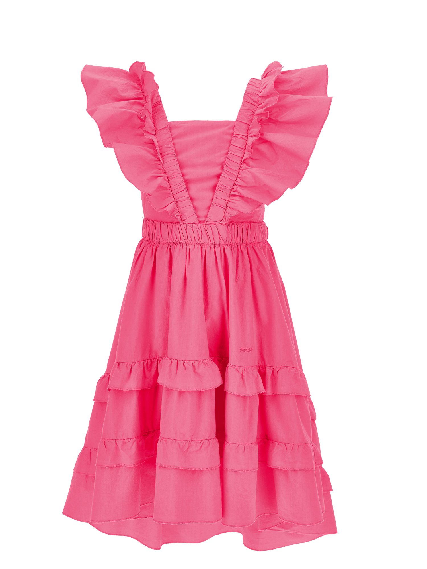 Monnalisa Kids'   Poplin Dress With Trim In Bright Peach Pink